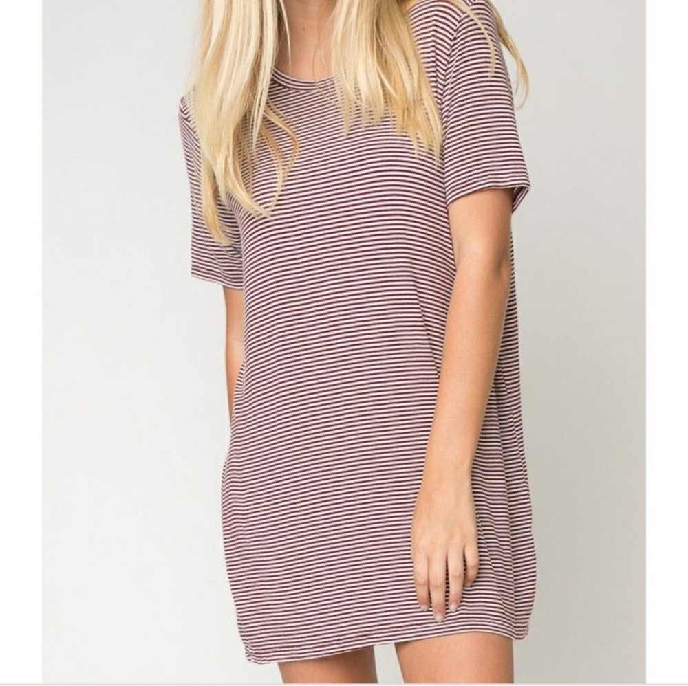 Red&White Brandy Striped T Shirt Dress